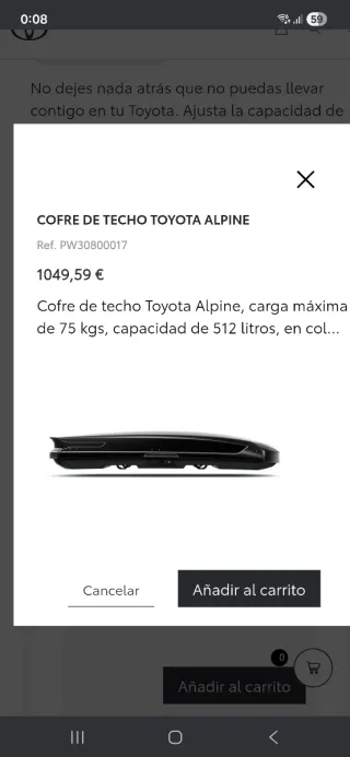Cofre de techo TOYOTA  original