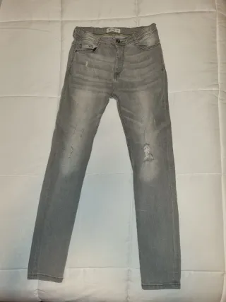 Pantalón Vaquero Desgastado Niño Gris