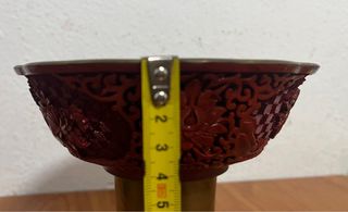 Cuenco chino laca roja tallada 17cm