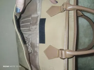 Maletín polipiel beige y marrón