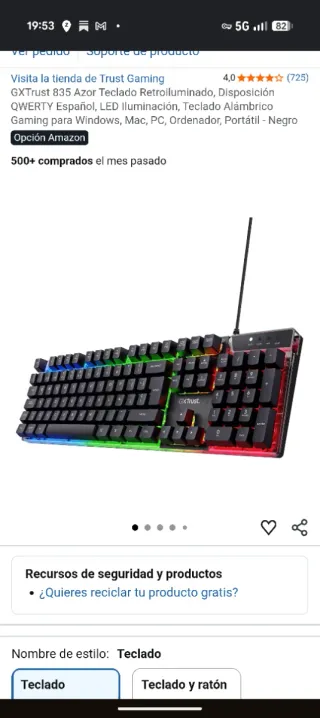 Teclado USB RGB Trust GXT
