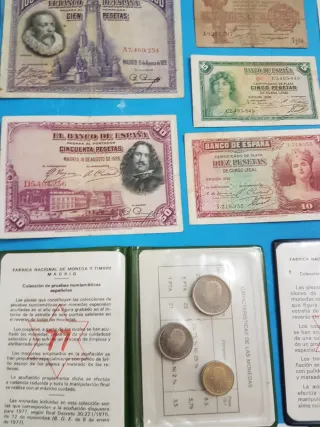 Lote Billetes y Monedas España Pesetas