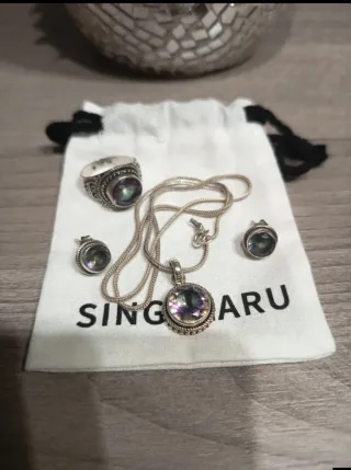 Conjunto Plata Ley y Topacio Místico