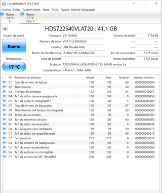 DISCO DURO IDE 41,1 GB HITACHI DESKSTAR HDS722540V