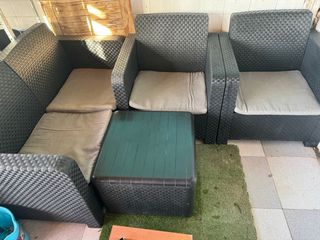 Sofá de exterior ratán y plástico