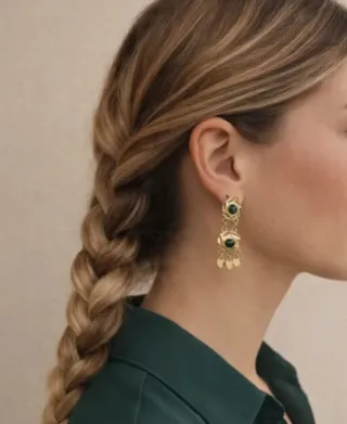 Pendientes Vintage Oro 18k Esmeraldas