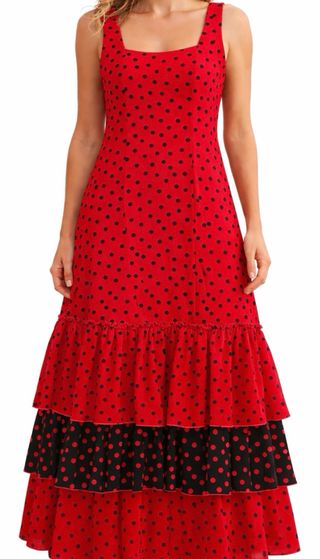 Vestido Gitana Rojo Lunares Talla 48