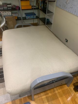 Sofá Cama Beige Tela y Metal