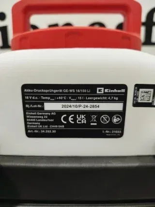 Pulverizador Einhell GE-WS 18/150 Li-Solo