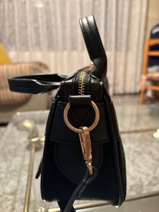 Bolso bandolera/mano antelina negro