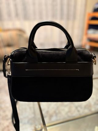 Bolso bandolera/mano antelina negro