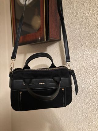 Bolso bandolera/mano antelina negro