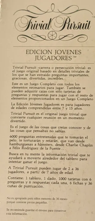 Juego Trivial Pursuit edición Jóvenes Jugadores