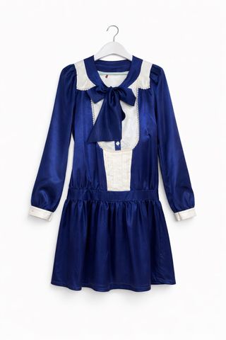 Vestido vintage azul y blanco