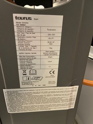 Estufa a gas taurus llama azul