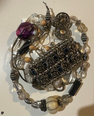 Lote Bisutería Antigua Morado y Plata