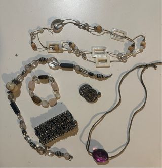 Lote Bisutería Antigua Morado y Plata