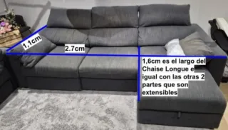 Sofá modular gris 2.7m x 1.1m