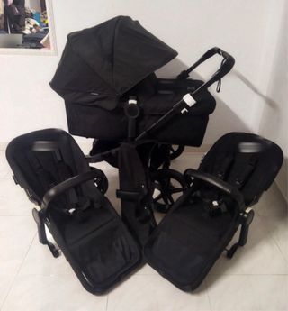 Silla gemelar negra para bebé