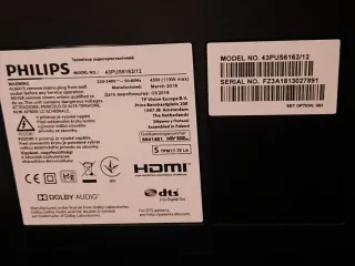 43" Smart TV Philips 43PUS6162/12