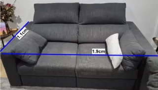 Sofá 2 plazas gris tela