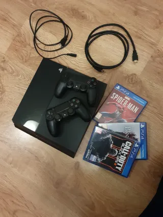 PS4 (PlayStation 4) + 2 Mandos + 3 Juegos y cables