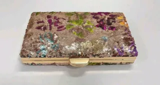 Bolso de mano clutch lentejuelas floral