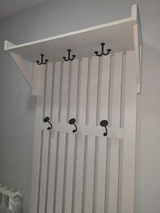 Zapatero Perchero y Banco de Madera Blanco