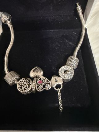 Pulsera Pandora Plata Corazones y Círculos