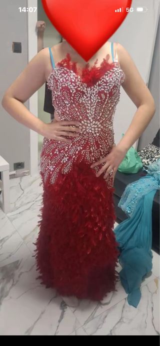 Vestido Gitana Rojo y Plateado