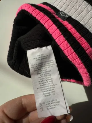 Gorro Fox Racing Pom Pom Rosa y Negro