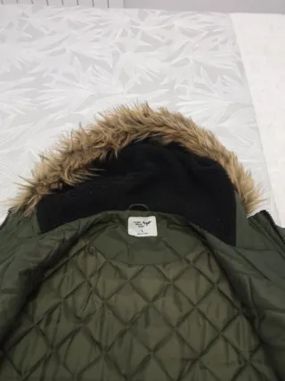 Abrigo hombre verde oscuro con capucha talla L