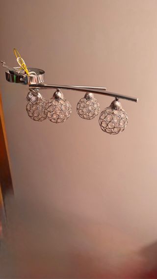 Lámpara de techo cristales plateada
