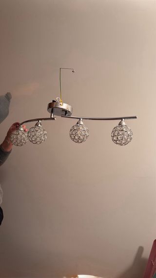 Lámpara de techo cristales plateada