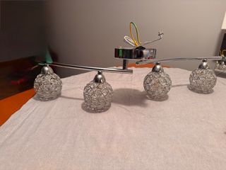 Lámpara de techo cristales plateada