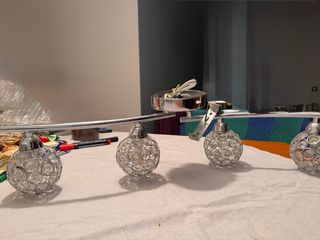 Lámpara de techo cristales plateada