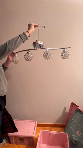 Lámpara de techo cristales plateada