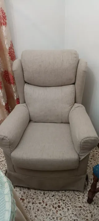 Butacas giratorias tela y madera 2 unidades