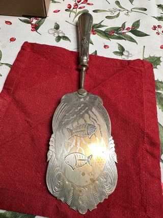 Pala de pescado vintage de alpaca