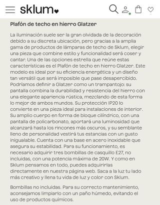 Lámpara de techo Sklum hierro