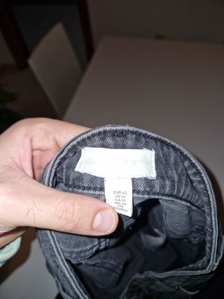 Pantalón Vaquero H&M T42 Ancho Gris