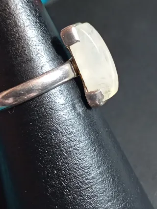 Anillo Plata Ley Piedra Luna Rectangular