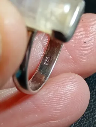 Anillo Plata Ley Piedra Luna Rectangular