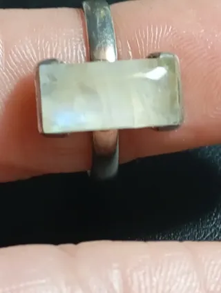 Anillo Plata Ley Piedra Luna Rectangular