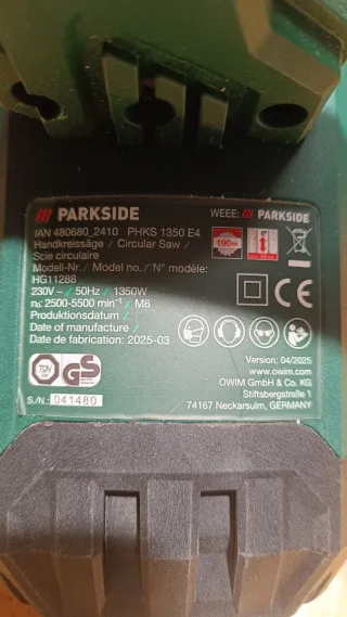 Sierra Circular Parkside 1350W HKS 1350 E4