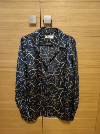 Camisa mujer cadenas azul y oro