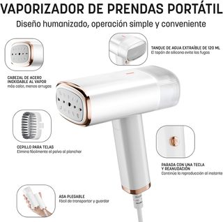 Plancha Vapor Portátil 1000W Plegable