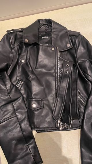 Chaqueta Biker Cuero Negra Pull&Bear