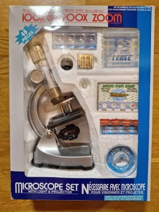 Juego Microscopio 48 Piezas Zoom 100x-900x Luz