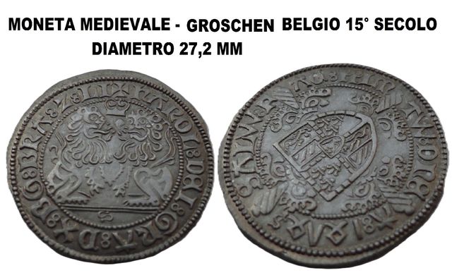 Réplica de moneda Groschen belga del siglo XV COD DR25